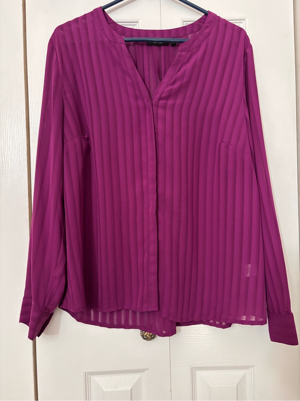 Apt. 9 Fuchsia Pleated V-Neck Blouse